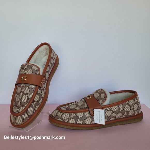 COACH Forest Slipper In Signature Textile Jacquard & Leather-Women’s Size 9B ⭐ - Picture 4 of 16